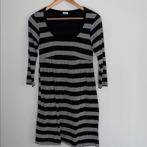 Splendid Black and Grey Striped Sleeve Dress